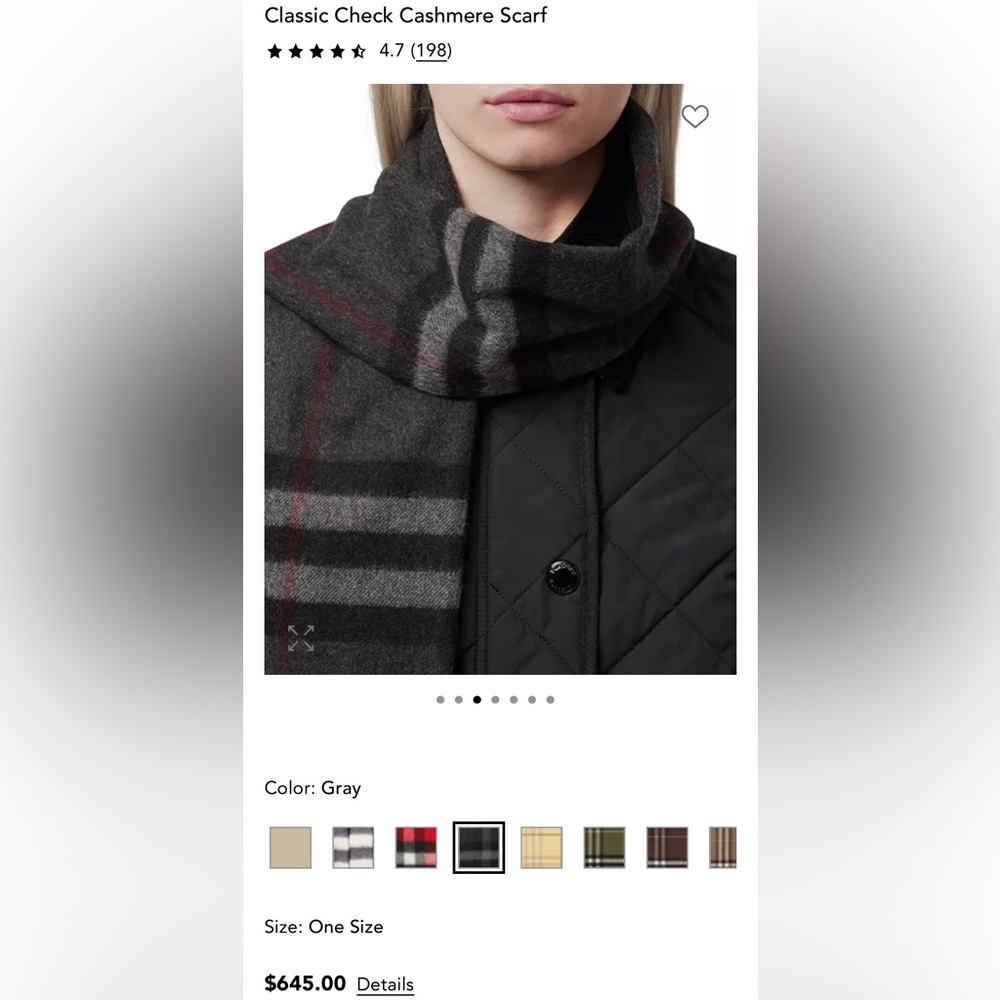 Burberry London England Black Gray Red Check 100% Cashmere Scotland Scarf - Picture 3 of 11